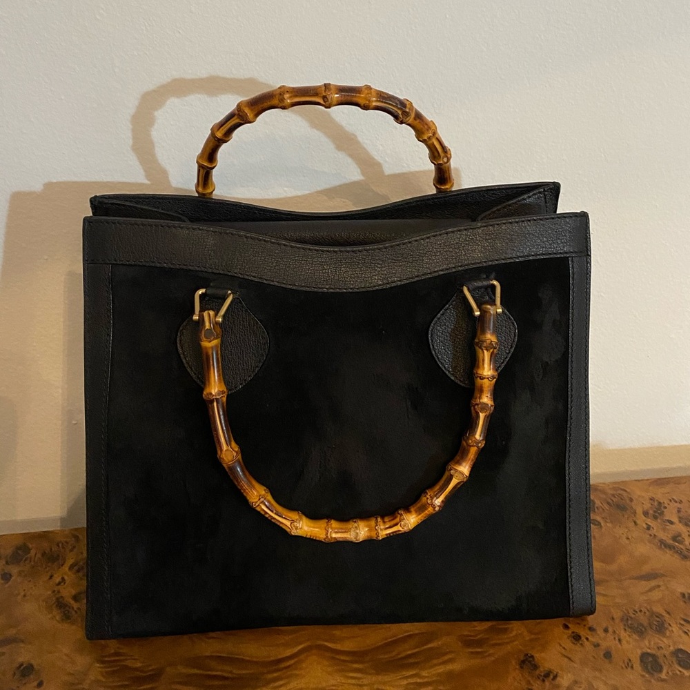 Gucci suede and bamboo tote - 100% auth